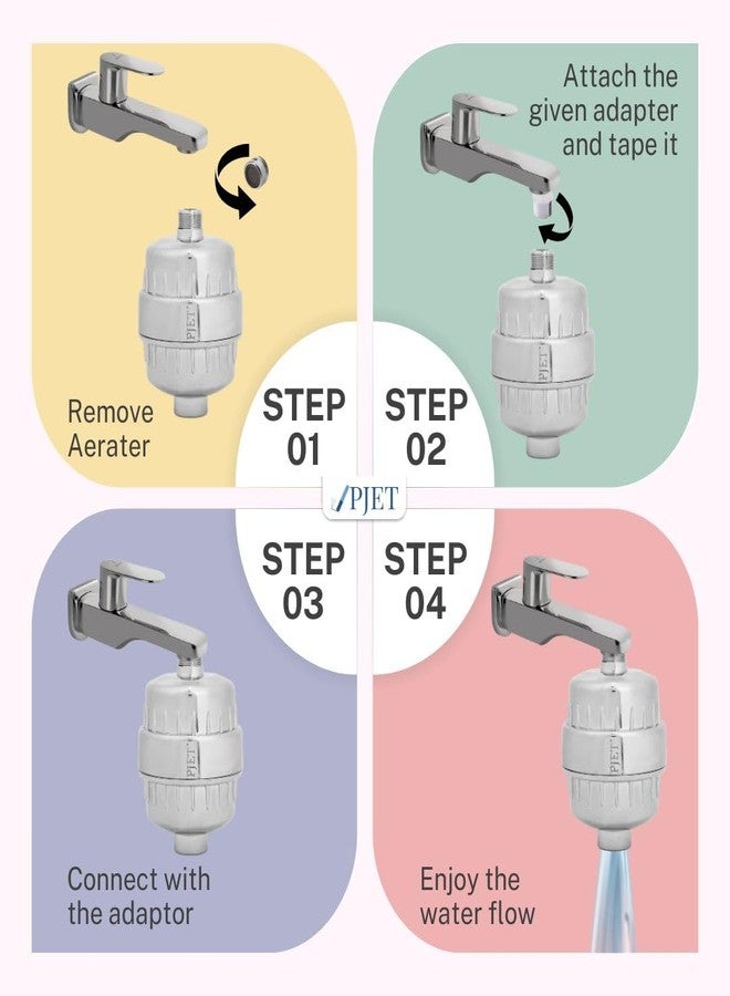 PJET Water Filter for Shower and Tap Filter for Hard Water | Water Softener Shower Filter for Bathroom | Removes Chlorine, Fluoride & Helpful for Dry Skin | Fits Tap & Shower Head - Image 3